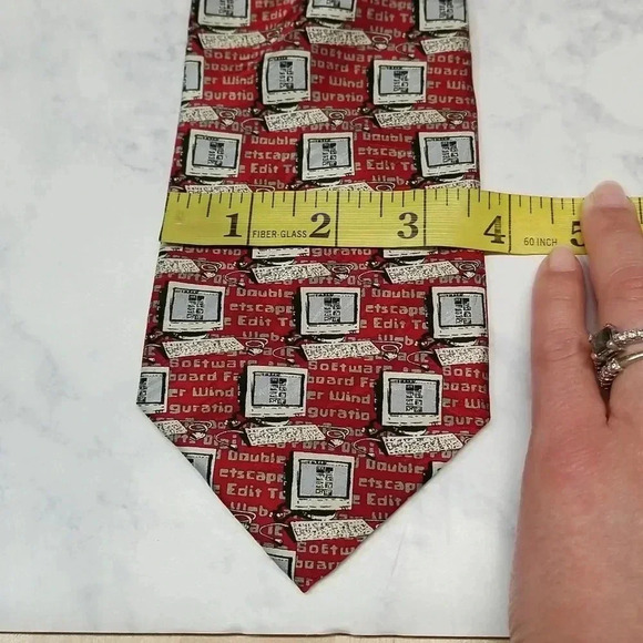 {Museum Artifacts} Computer Desktop Keyboard and Mouse Print Tie - Picture 7 of 7